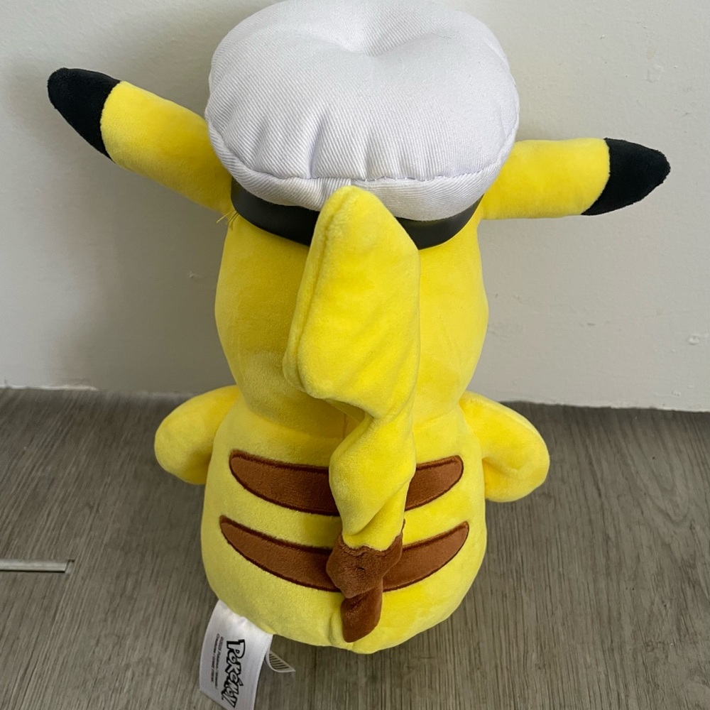 Pikachu Pokemon Yellow Plushie with Captain Hat size 8” - Picture 5 of 7